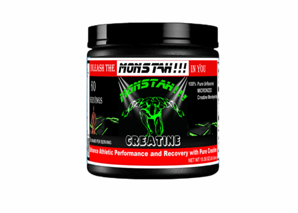Monstah Micronized Creatine Monohydrate Powder, Unflavored, 60 Servings, 300 Grams