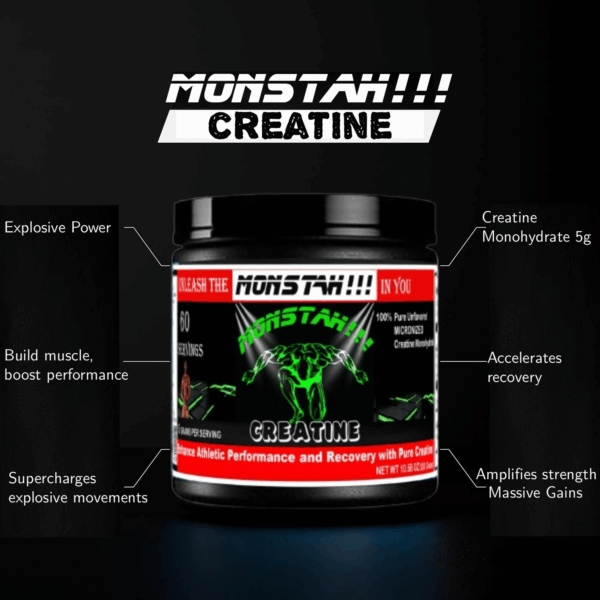 Monstah Micronized Creatine Monohydrate Powder, Unflavored, 60 Servings, 300 Grams - Image 3